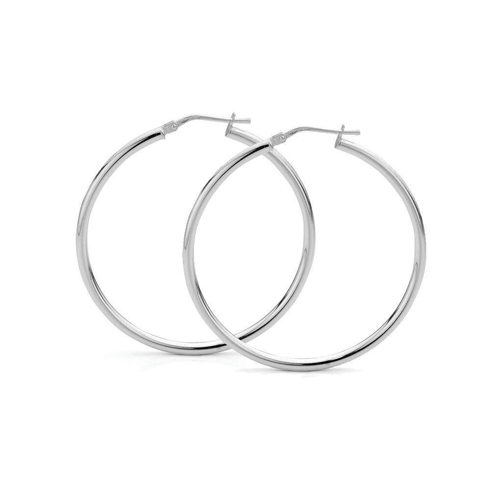 Sterling Silver 35mm Gypsy Hoop Earrings