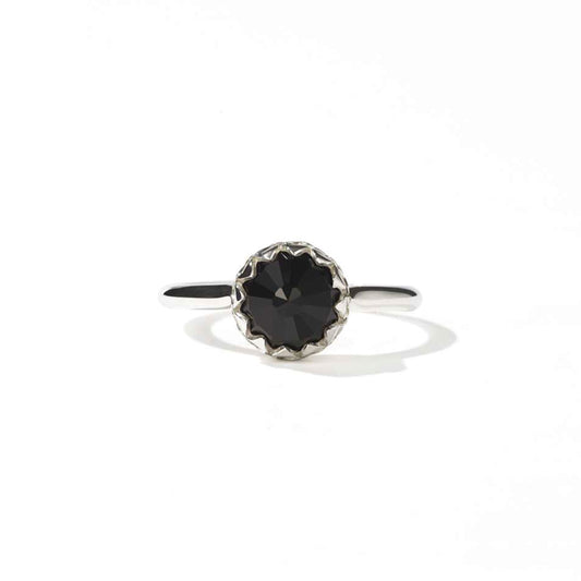 Sterling Silver Protea Ring Petite - Onyx - Size P.5