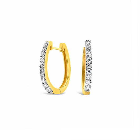 9k Yellow & White Gold 0.50ct Diamond Huggie Earrings