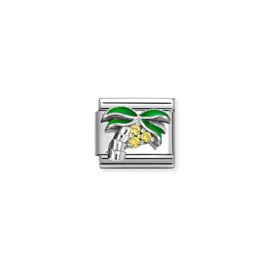 Composable Classic Link 330328/22 Yellow Palm Tree In 925 Silver & CZ