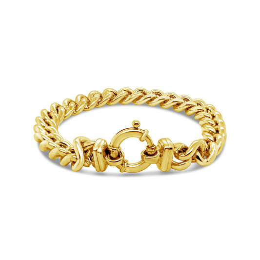 9k Yellow Gold Semi Solid Wide Curb Bracelet