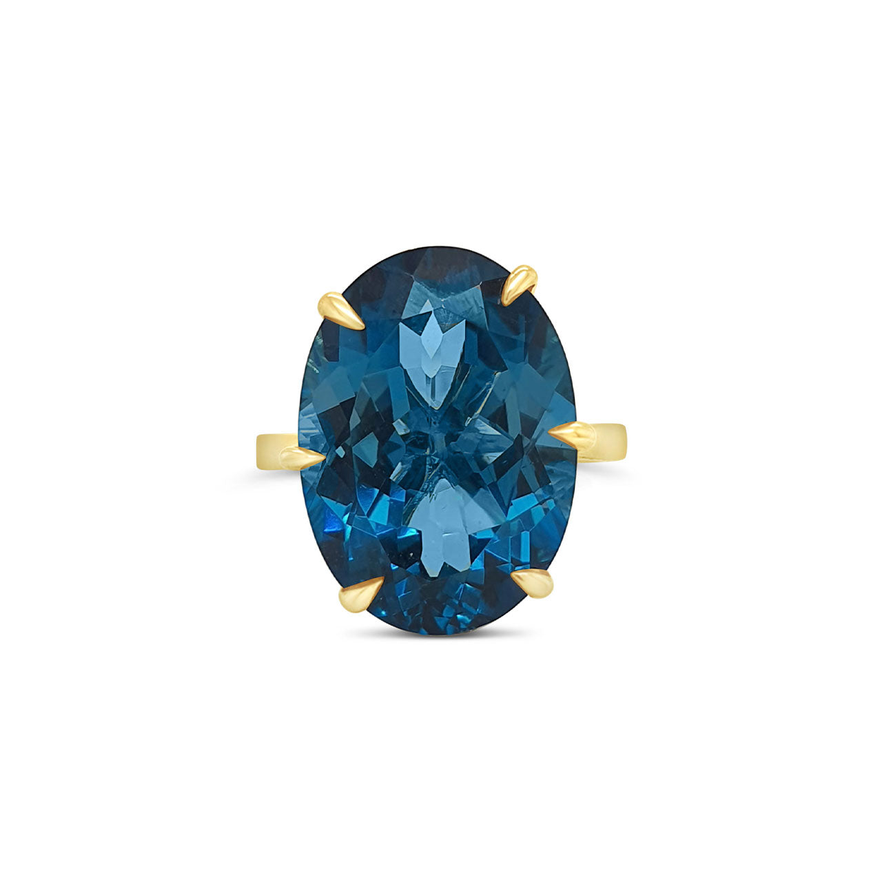 9k Yellow Gold 14.66ct London Blue Topaz Dress Ring