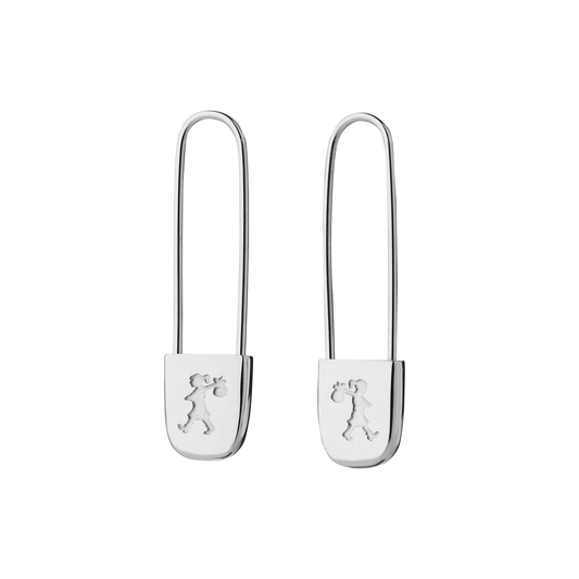 Sterling Silver Runaway Safety Pin Earrings