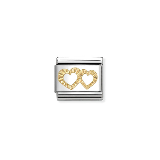 Composable Classic Link 030149/64 Etched Detail Double Heart In 18K Gold