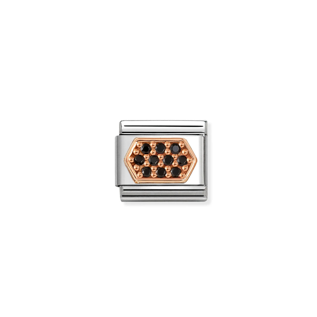 Composable Classic Link 430312/05 Black CZ Hexagon In 9K Rose Gold
