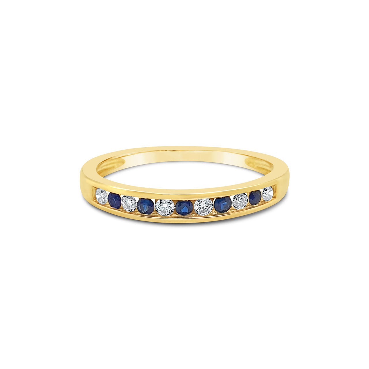 9k Yellow Gold Sapphire & Diamond Channel Set Ring