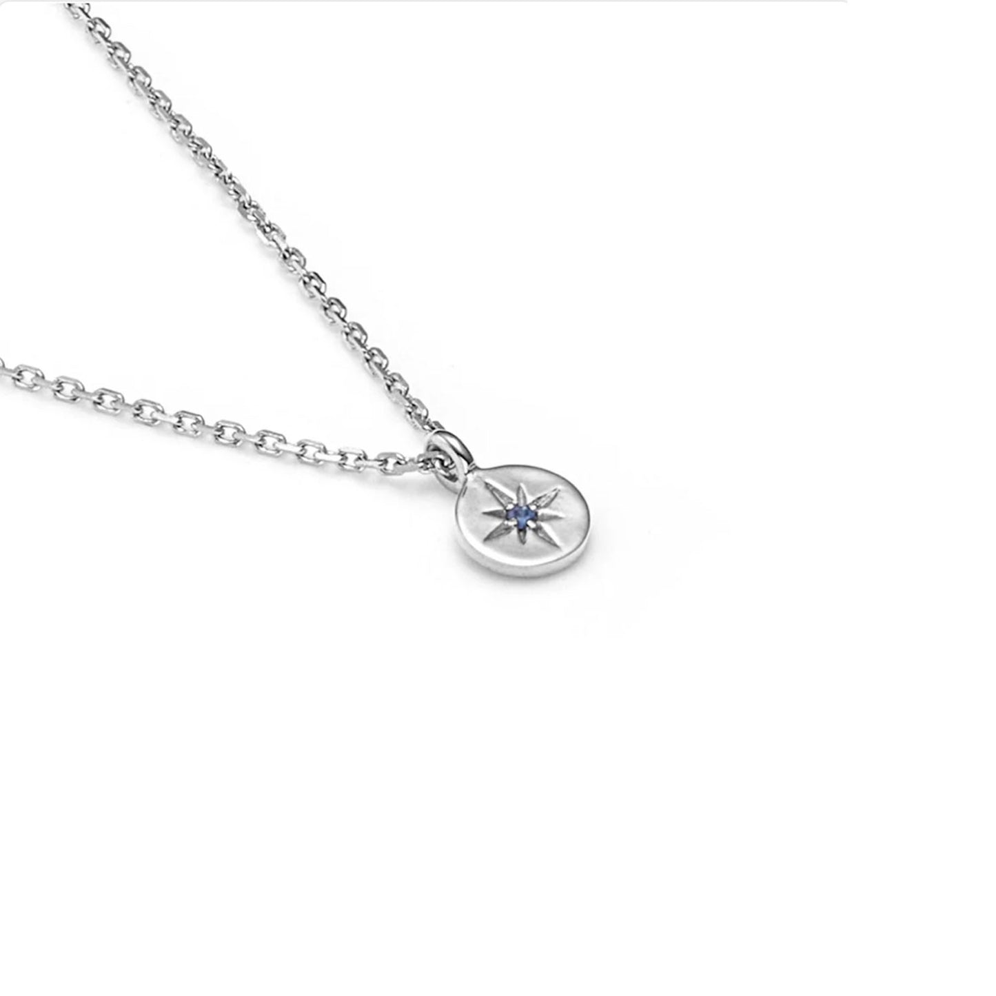 Petite North Star Necklace Blue Sapphire + Silver
