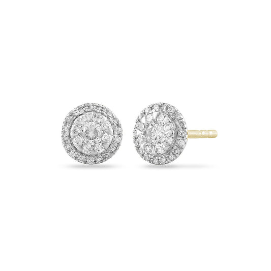 9k White & Yellow Gold Cluster 0.25ct Diamond Stud Earrings