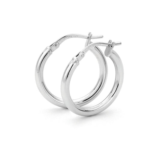 Small Hoop Earrings - 9k White Gold Silver Filled
