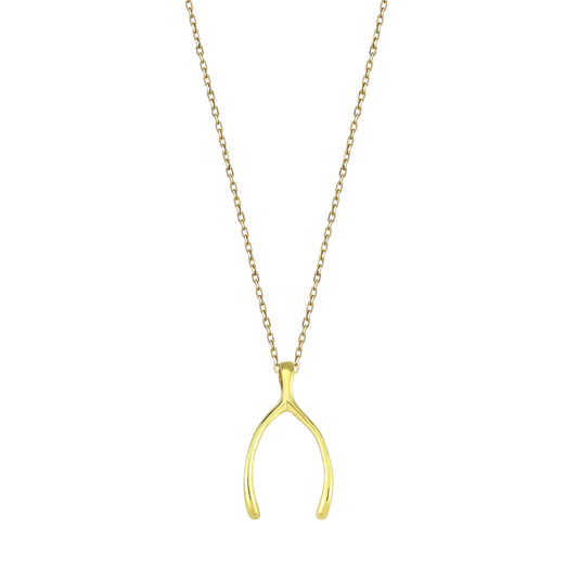 9k Yellow Gold Lucky Wishbone 45cm Necklace