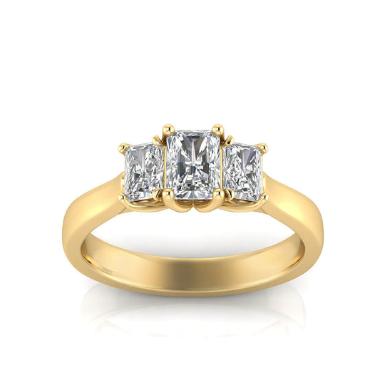 9k Yellow Gold 1.00ct Lab Grown Diamond Radiant Trilogy Ring