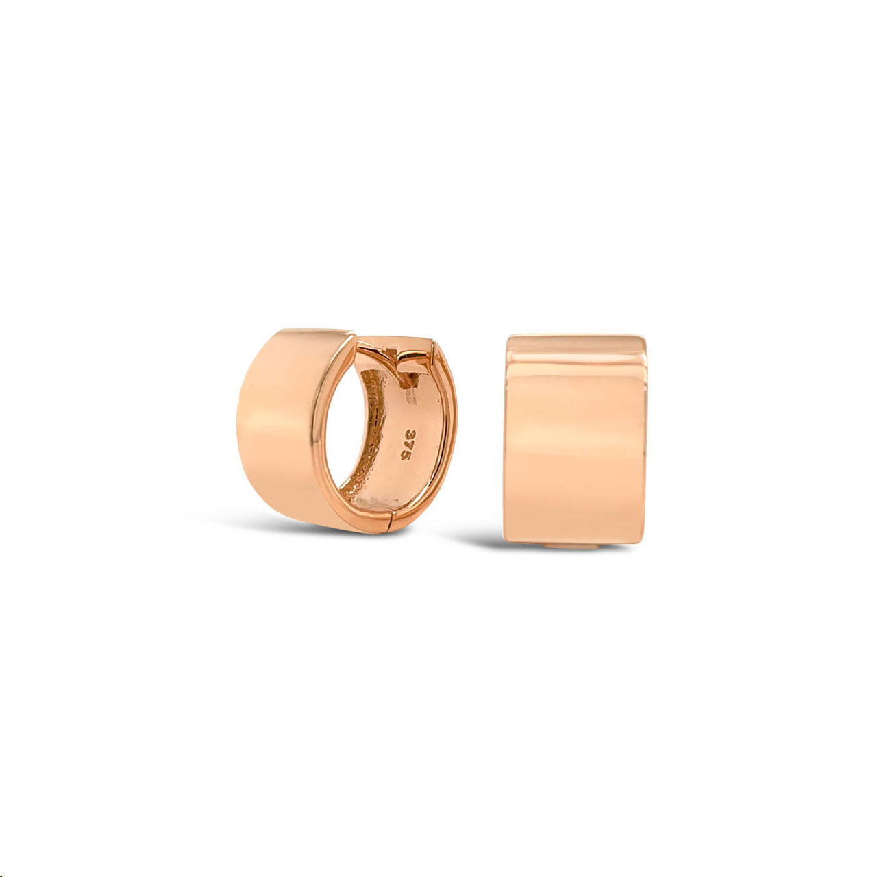9k Rose Gold Flat Square Oval Huggie Earrings