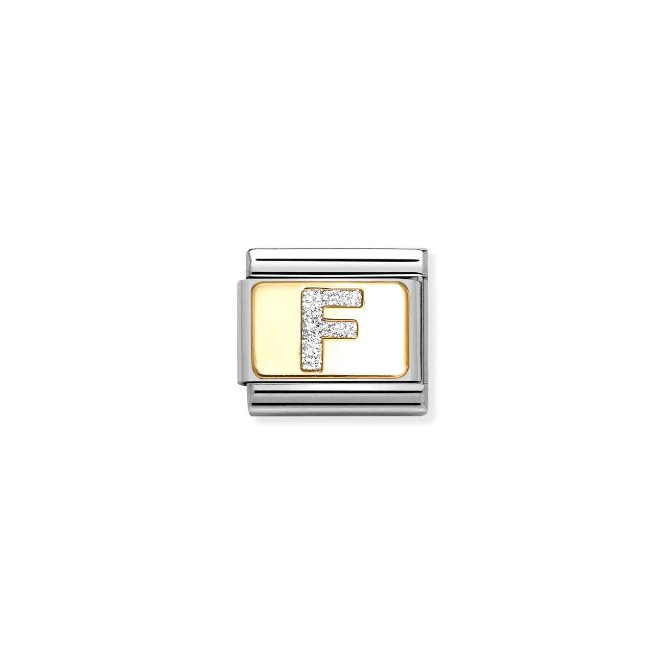 Composable Classic Link 030291/06 Silver Letter F In 18K Gold & Glitter Enamel