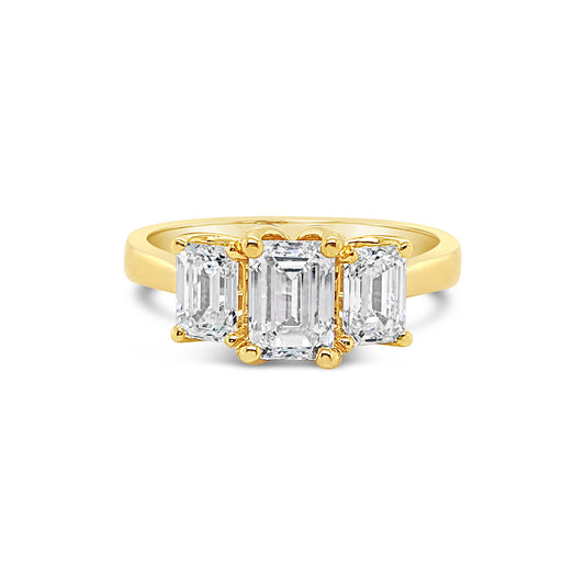 18k Yellow Gold 2.00ct Lab Grown Diamond 3 Stone Ring