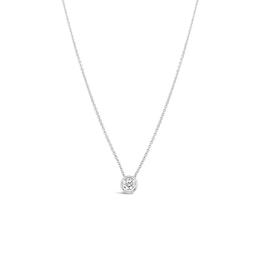 9k White Gold Diamond Bezel Set Solitaire Pendant