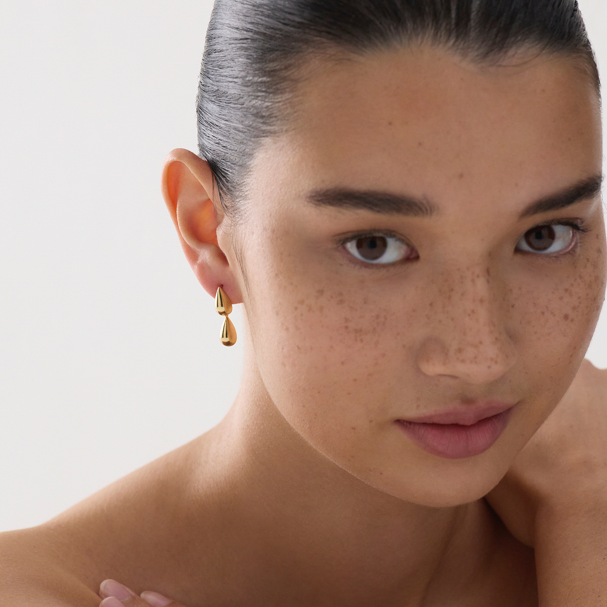 Liora Double Drop Stud Earring - Gold Plated