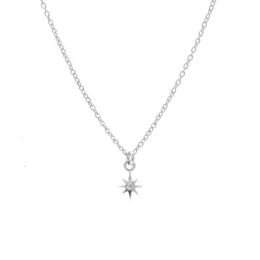 Superfine Star Necklace Gold + White Topaz