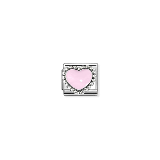 Composable Classic Link 330204/39 Pastel Pink Heart In 925 Silver & Enamel