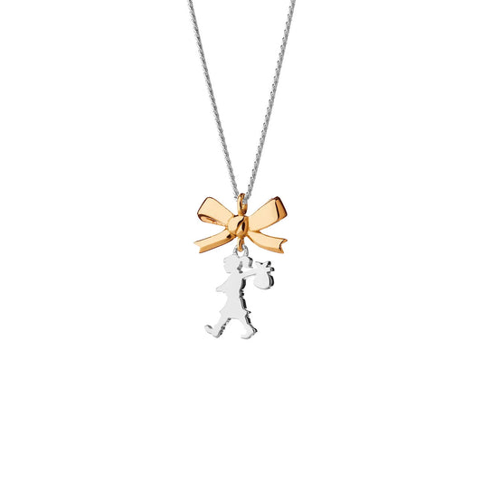 Mini Girl with a Bow Necklace Silver/Gold