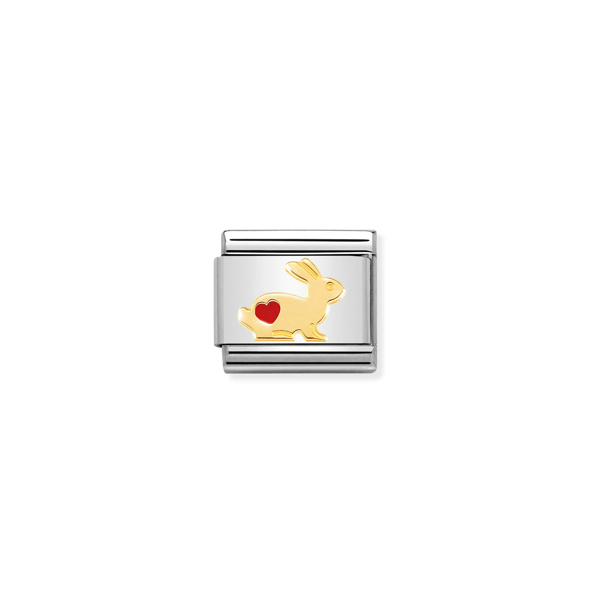 Jamie's Rabit Composable Classic Link 030272/46 Rabbit With Heart 18k Gold And Ename ...