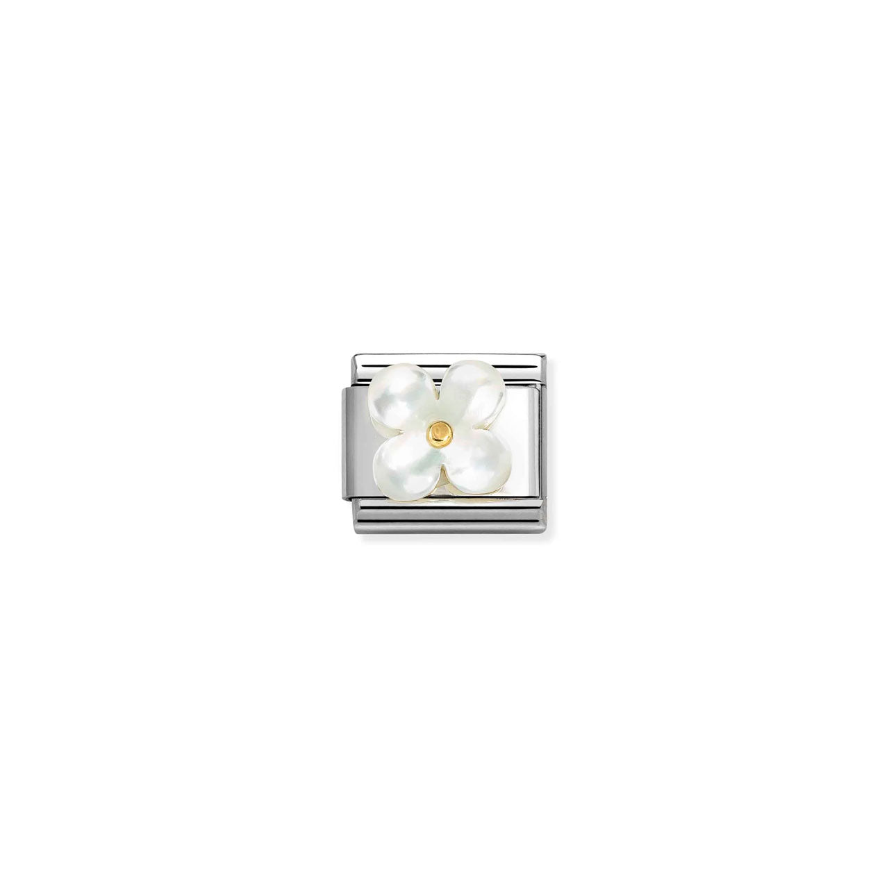 Composable Classic Link 030521/02 White Mother Of Pearl Flower In 18K Gold
