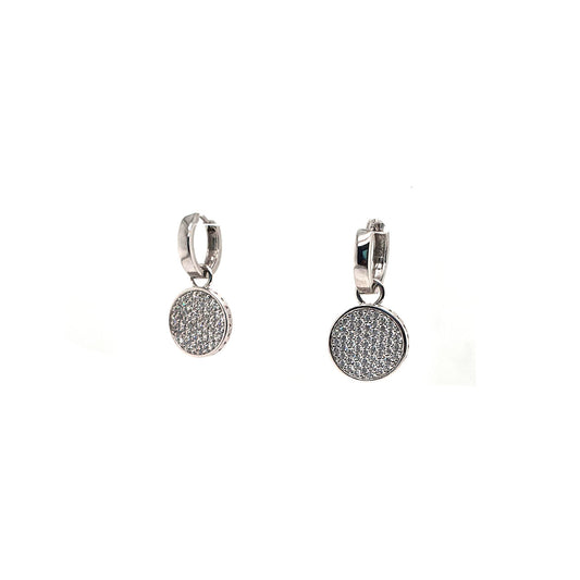 Pave CZ Double Sided Disc Earrings
