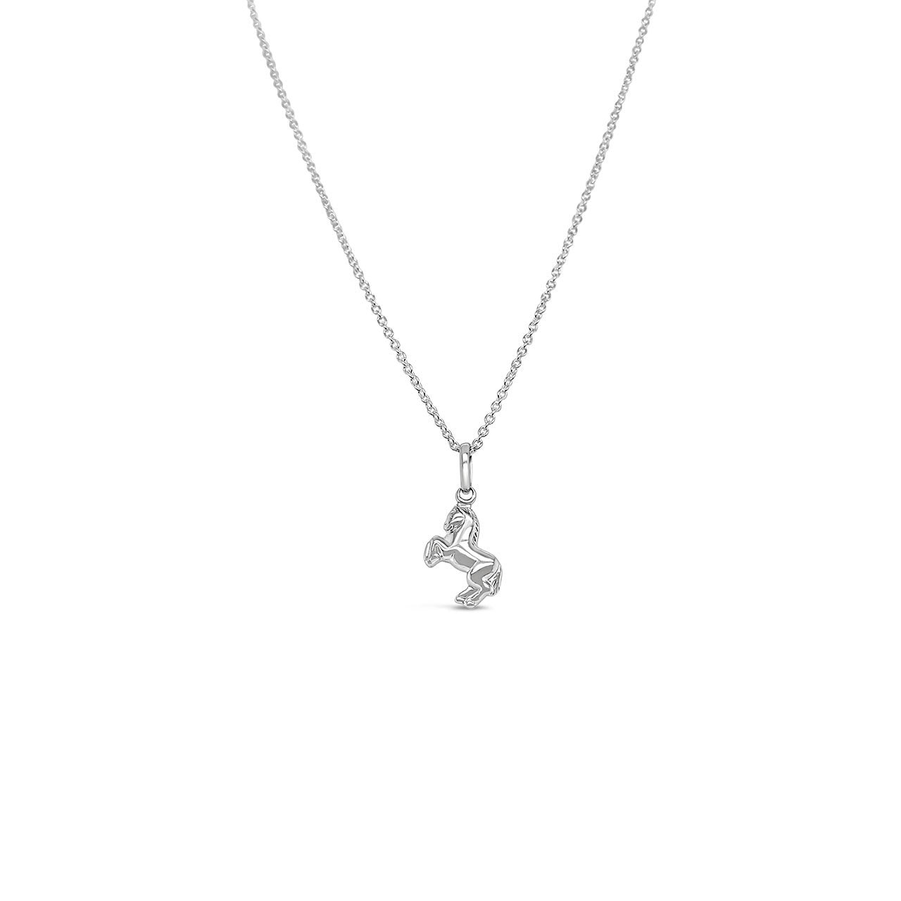 Sterling Silver Rhodium Plated Horse Necklace