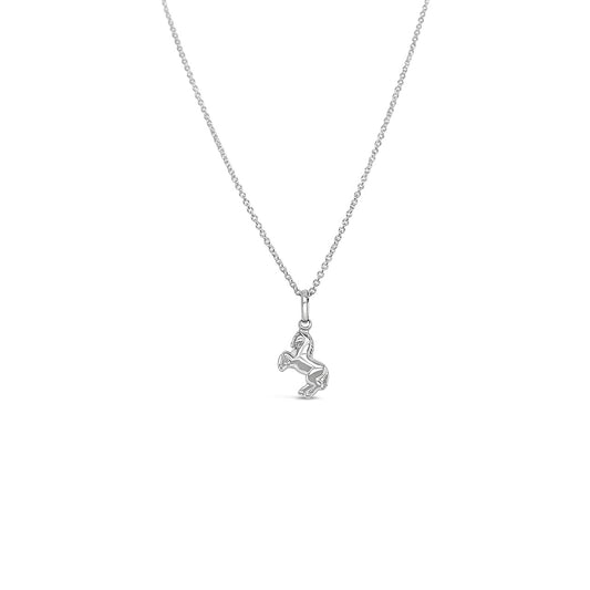 Sterling Silver Rhodium Plated Horse Necklace