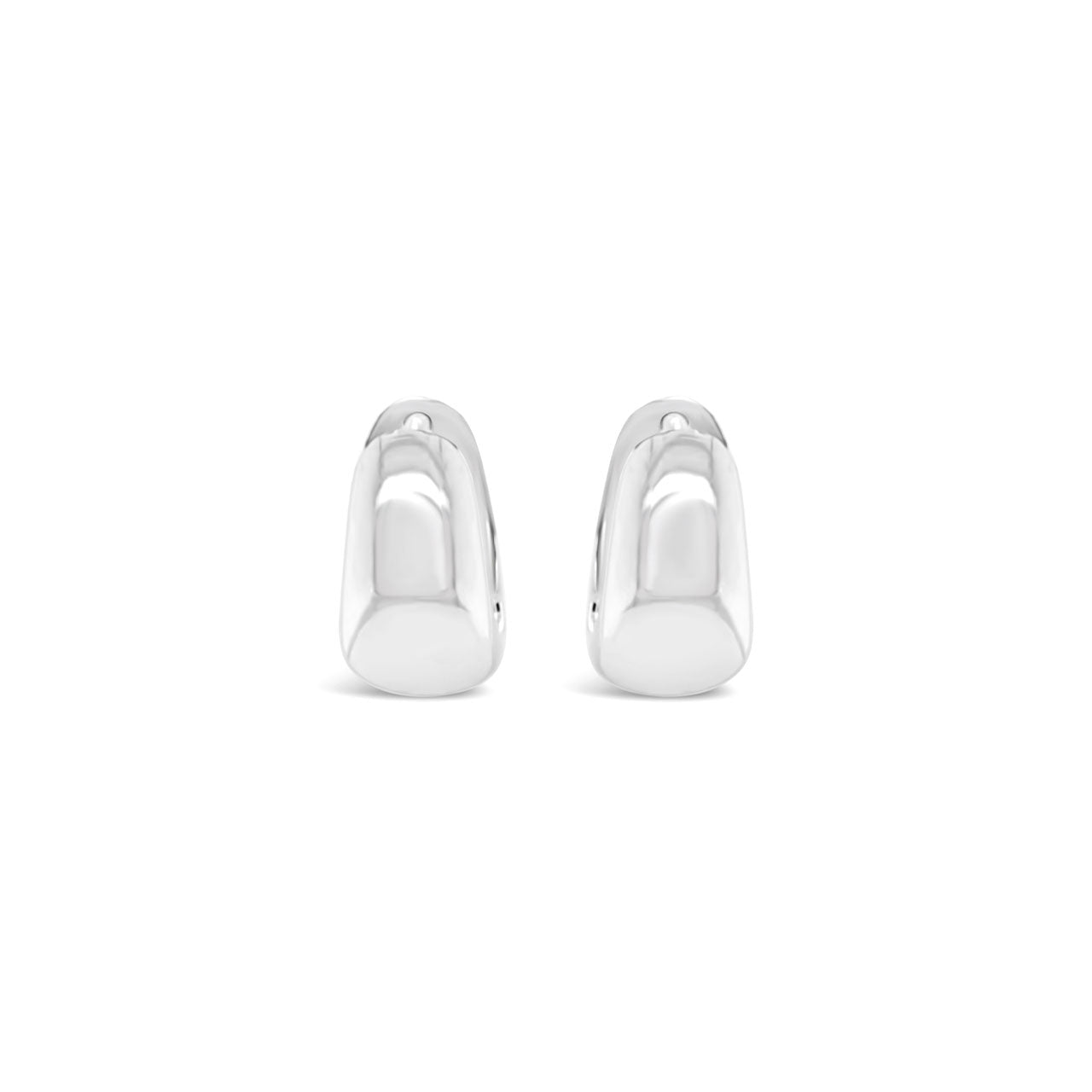 Sterling Silver Rhodium Plate with Cut out Heart Detail Huggie Earrings