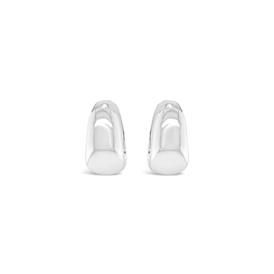 Sterling Silver Rhodium Plate with Cut out Heart Detail Huggie Earrings