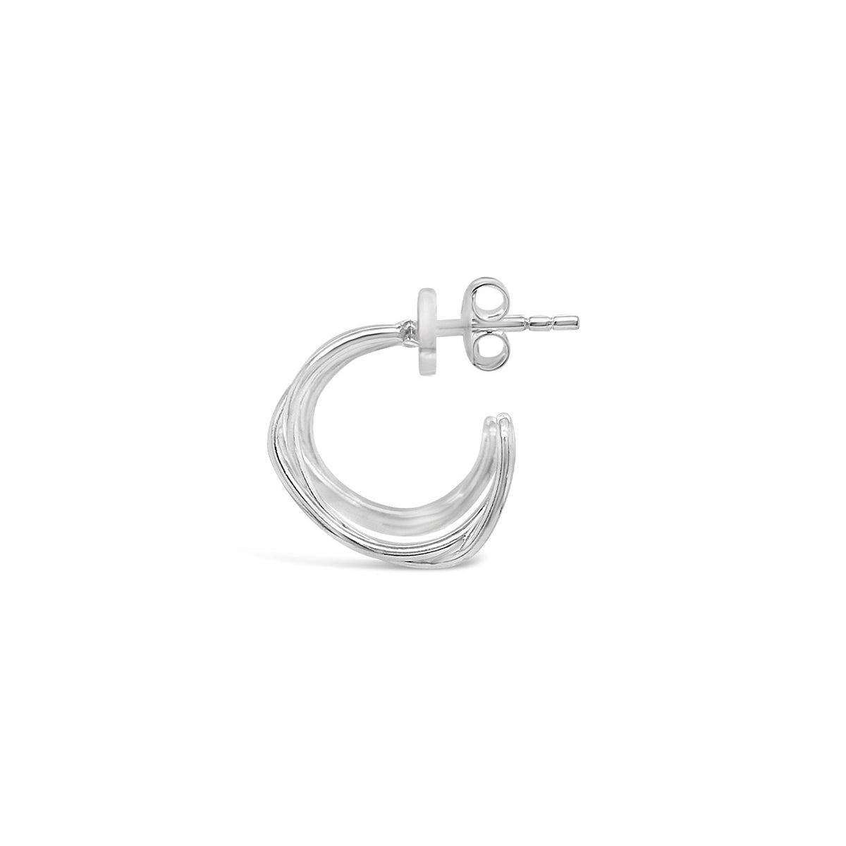 Sterling Silver Twist Illusion Hoop Earrings