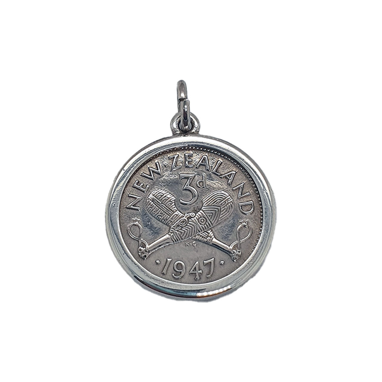Sterling Silver Plain Wire Framed NZ Thruppence Charm