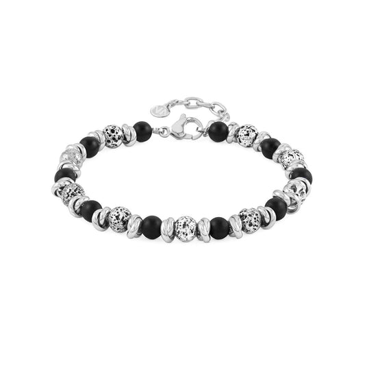 Instinct Bracelet 027919/044 Stainless Steel With Lava Stones & Black Opaque Onyx