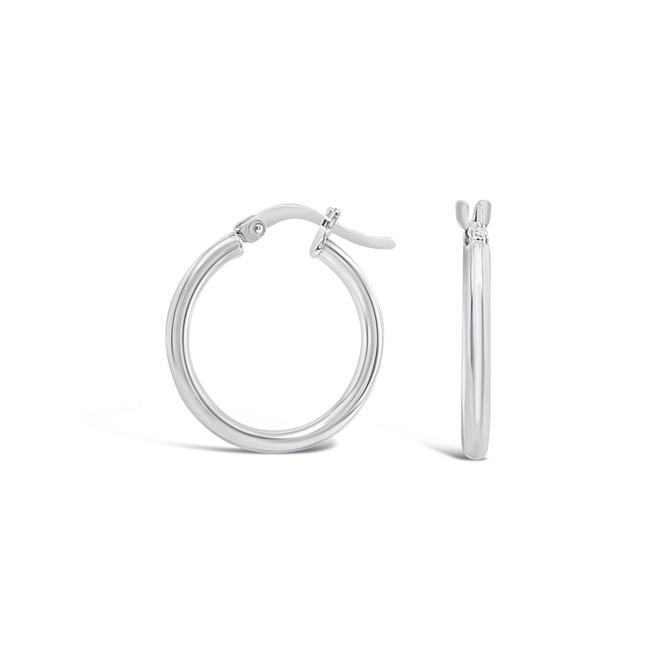 Sterling Silver 15mm Plain Creole Hoop Earrings