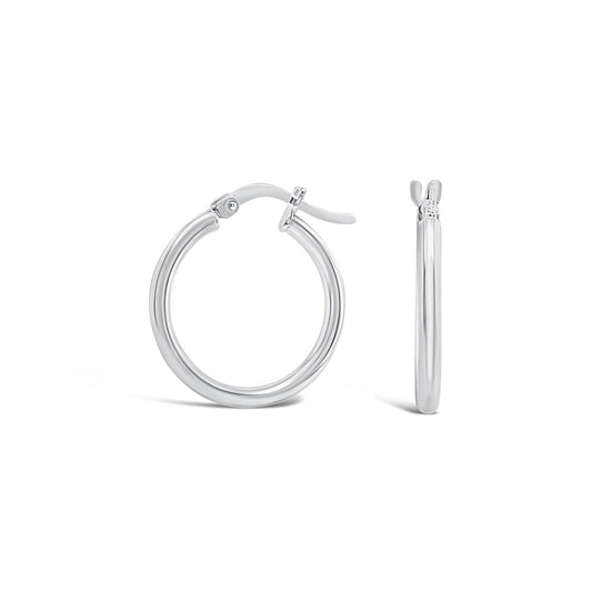 Sterling Silver 15mm Plain Creole Hoop Earrings