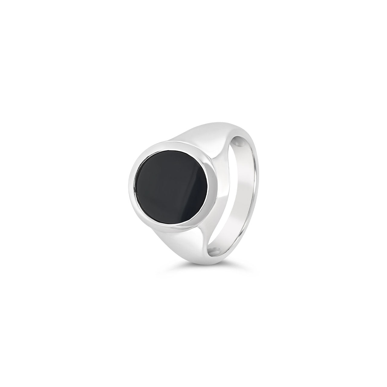Sterling Silver Oval Onyx Mens Dress Ring