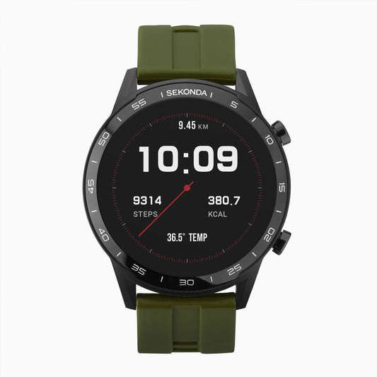 Sekonda Active Smartwatch | Black Case & Khaki Silicone Strap | 1993