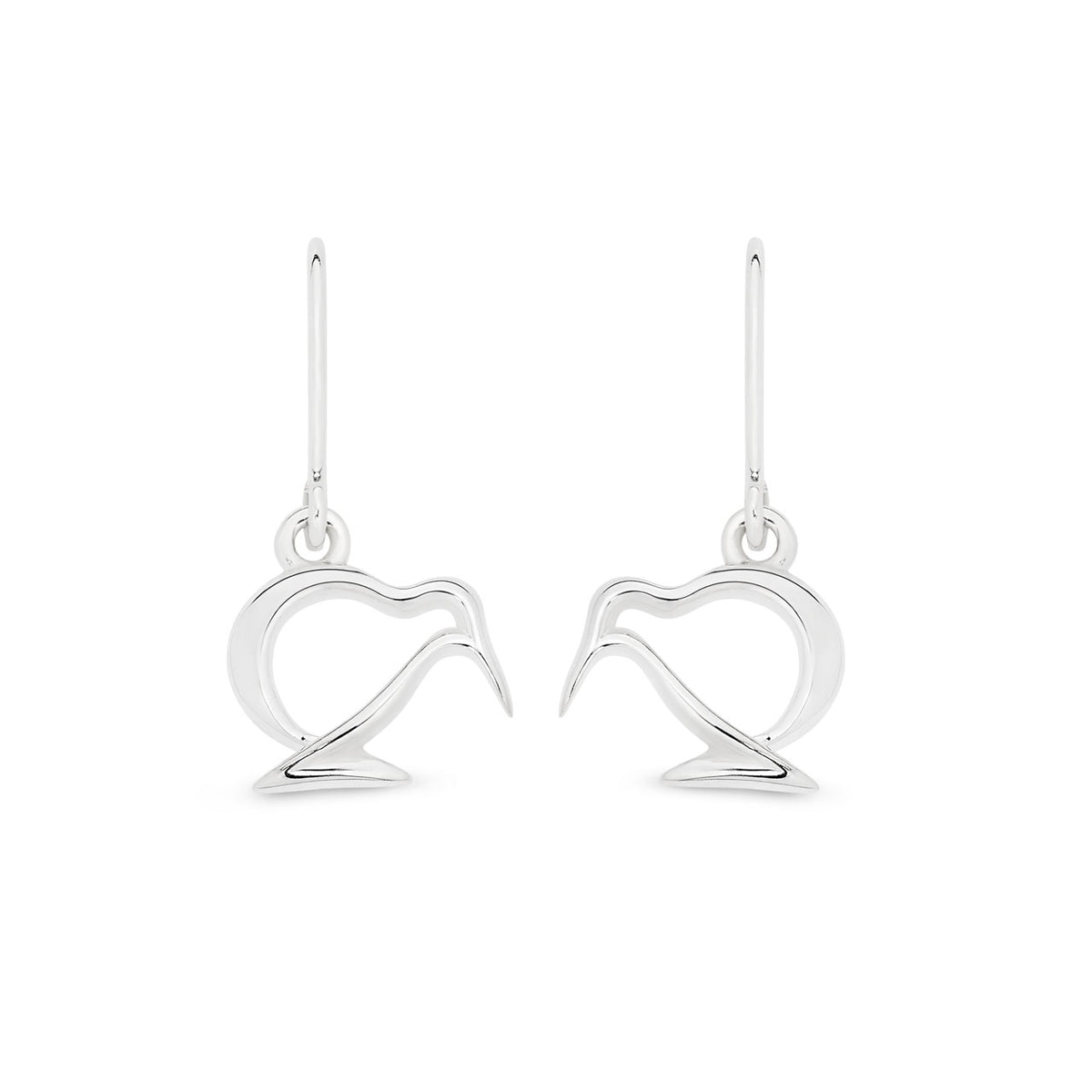 Sterling Silver Outline Kiwi Drop Earrings