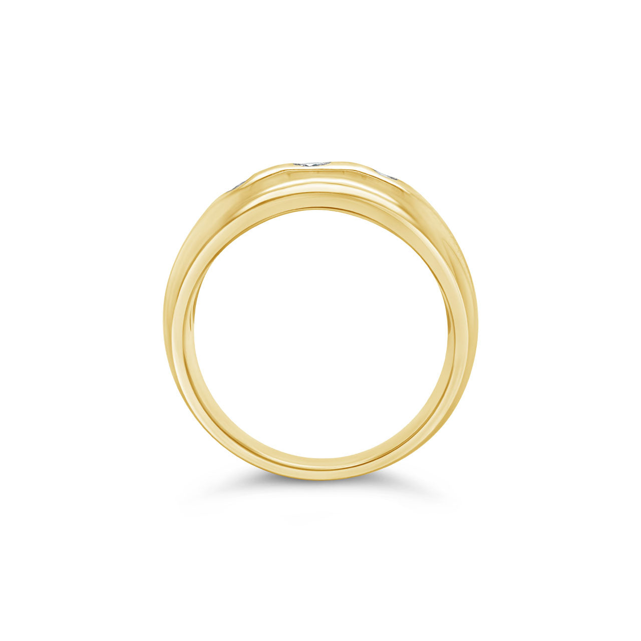 9k Yellow Gold Diamond Three Stone Punch Set Band