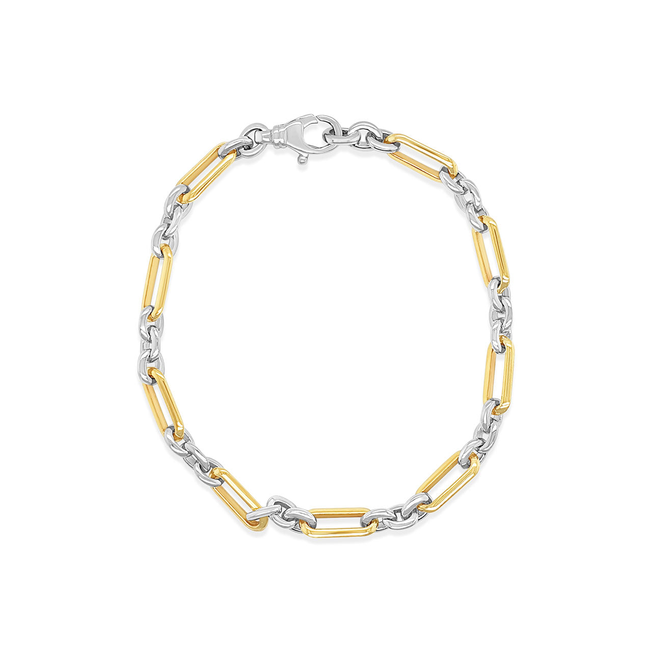 9k Yellow Gold & Sterling Silver Belcher Figaro 3:1 Bracelet