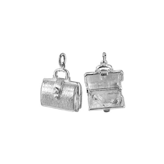Briefcase Charm (Opens) in Silver