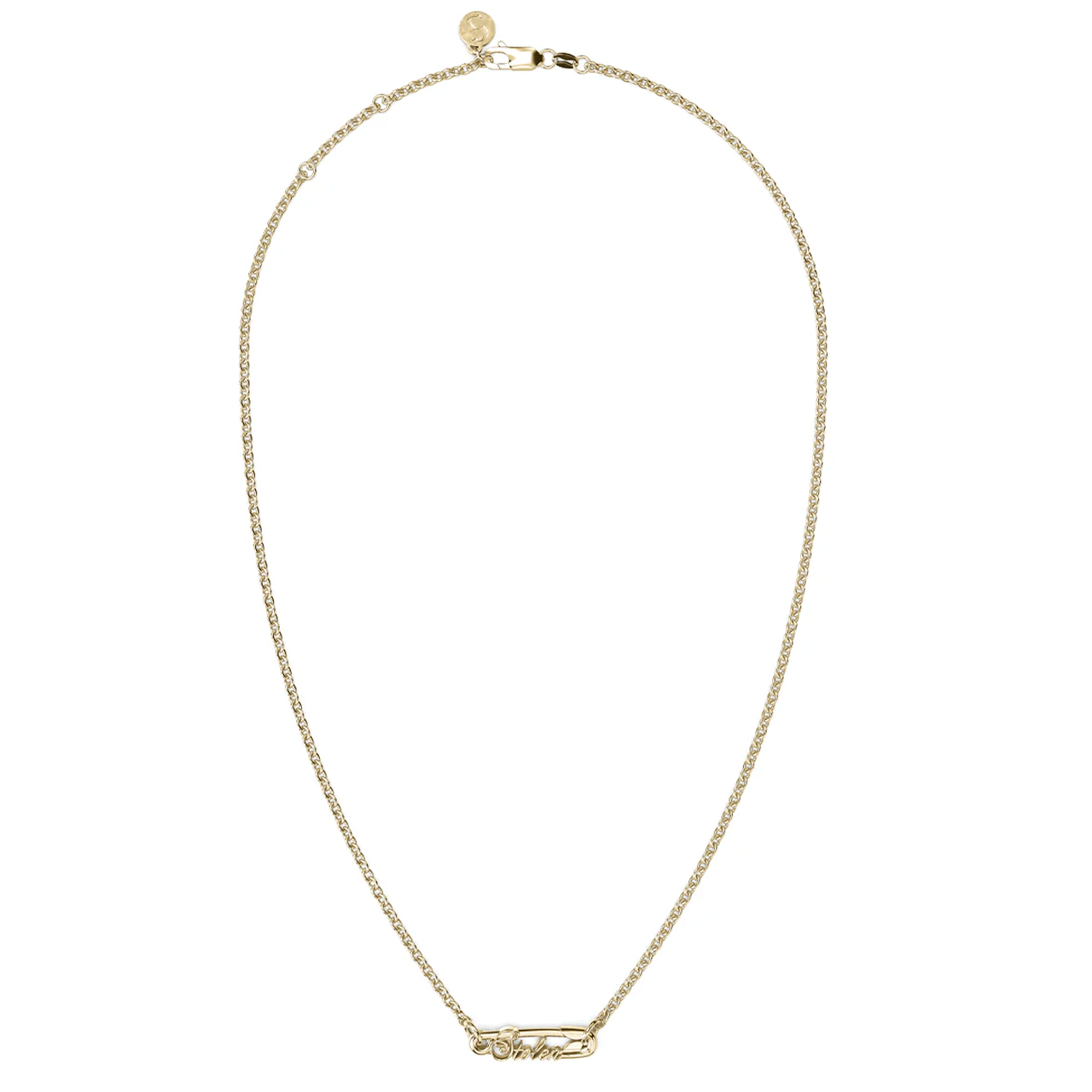 Scripted Pin Necklace - Gold Plated