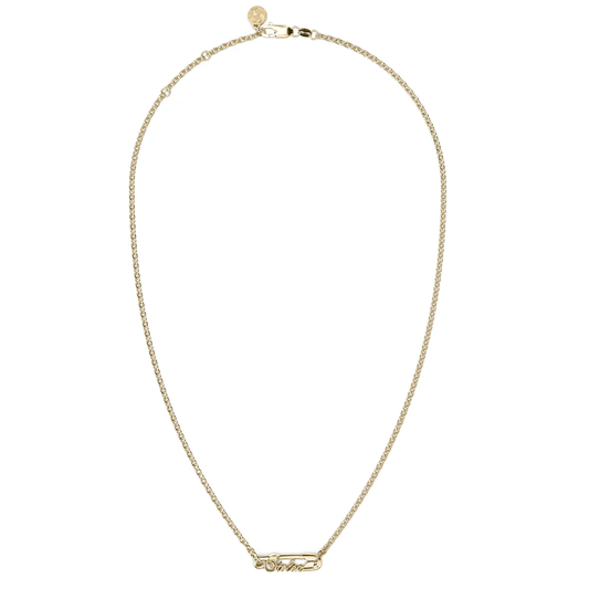 Scripted Pin Necklace - Gold Plated