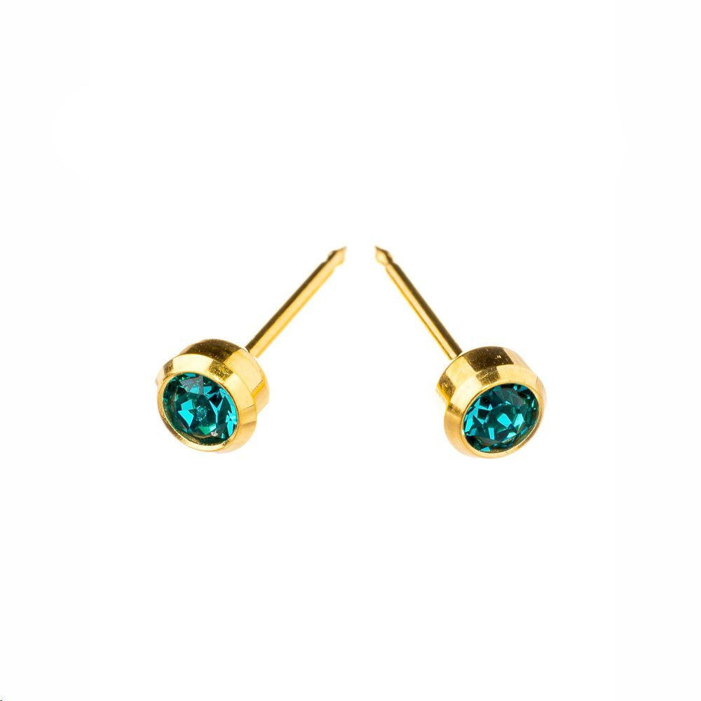 Gold Plated December 3mm Bezel Studs