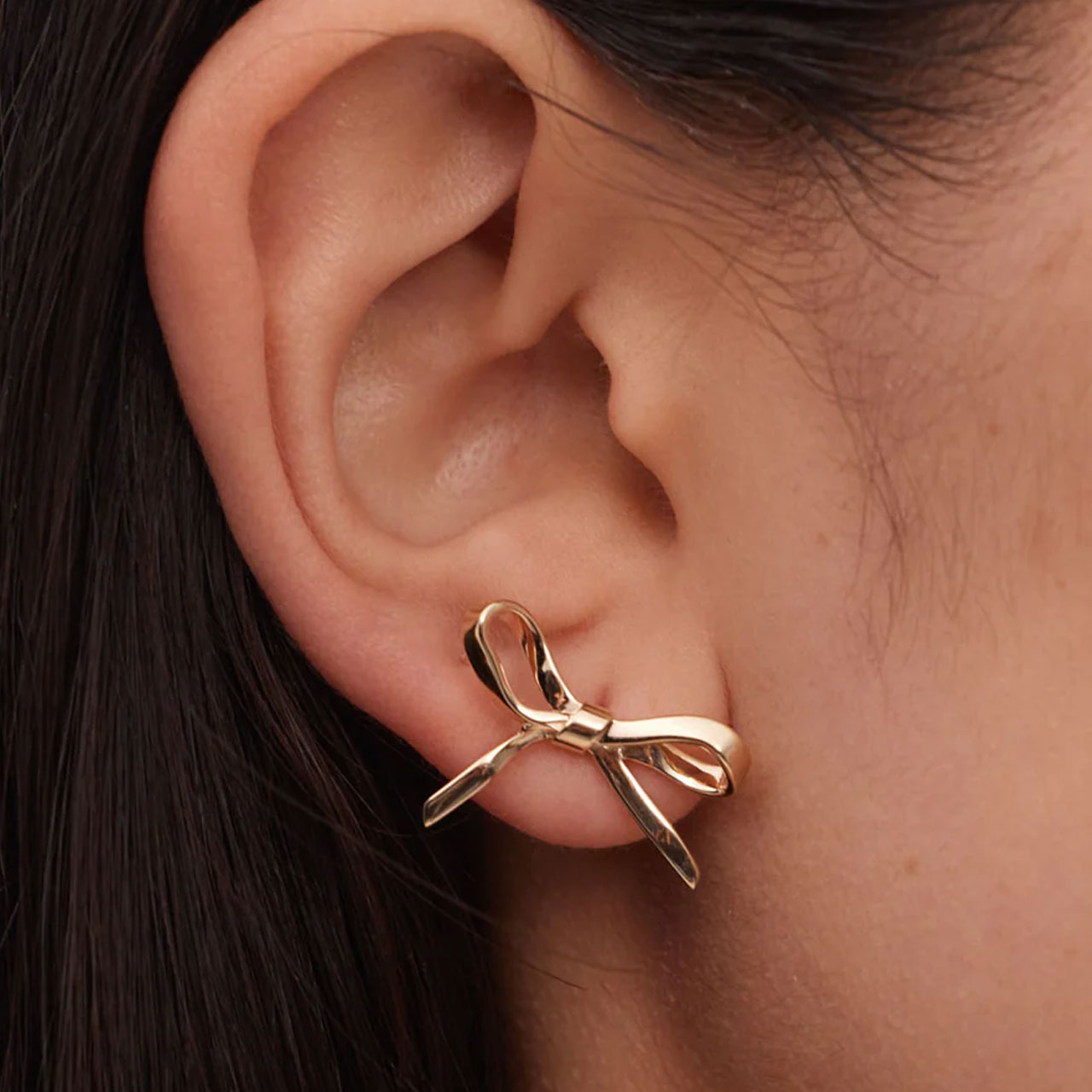 Sterling Silver Medium Bow Stud Earrings