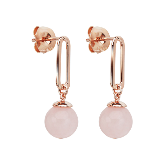 Alba Rose Quartz Earrings - Rose Gold Plated