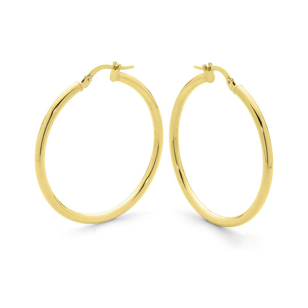 Large Hoop Earrings - 9k Yellow Gold Silver Filled