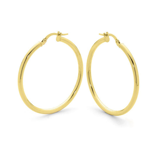 Large Hoop Earrings - 9k Yellow Gold Silver Filled