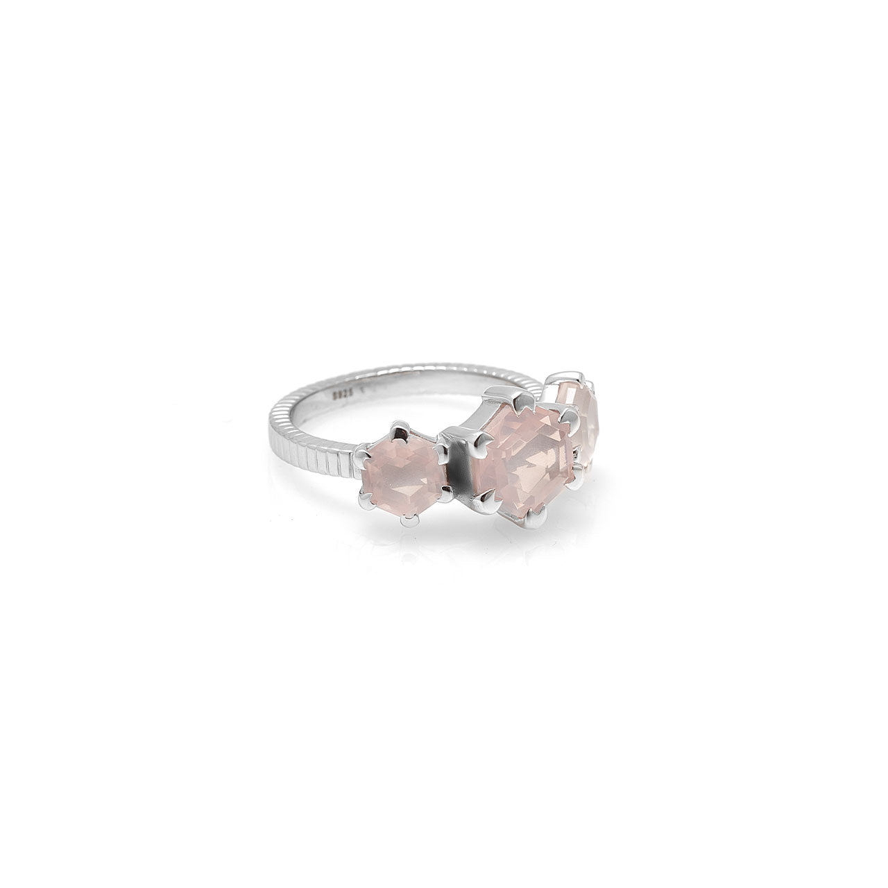 Trinity Ring Rose Quartz + Silver