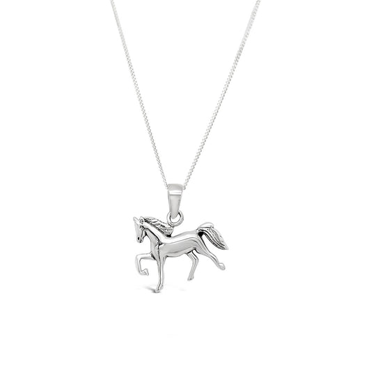 Sterling Silver Horse with Flying Mane & Tail Pendant